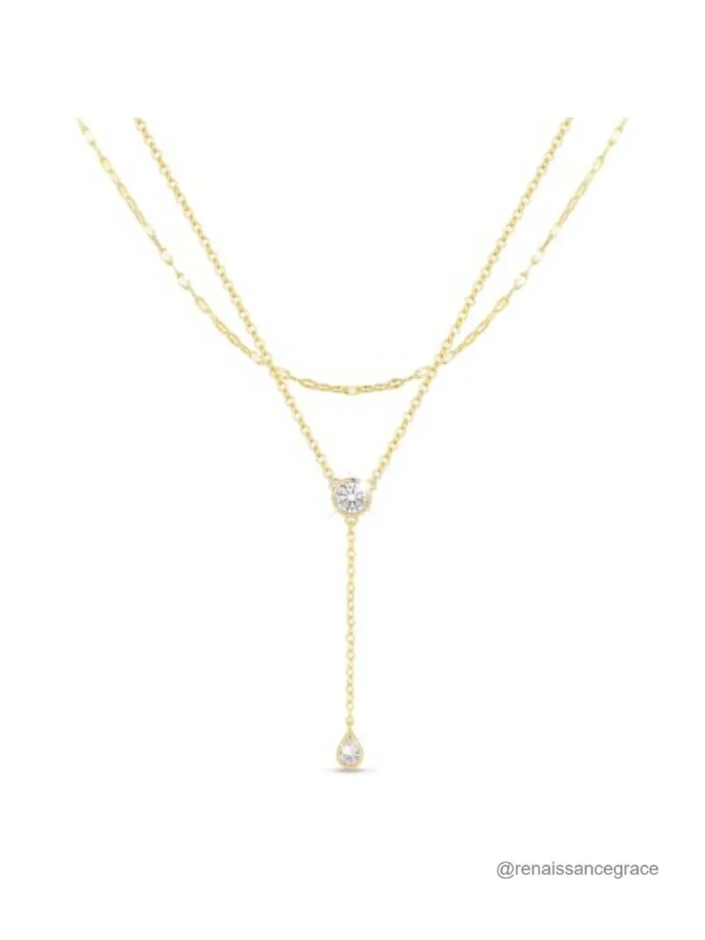 14K Gold Plated Layered Gold Necklace Set for Women Dainty Lariat